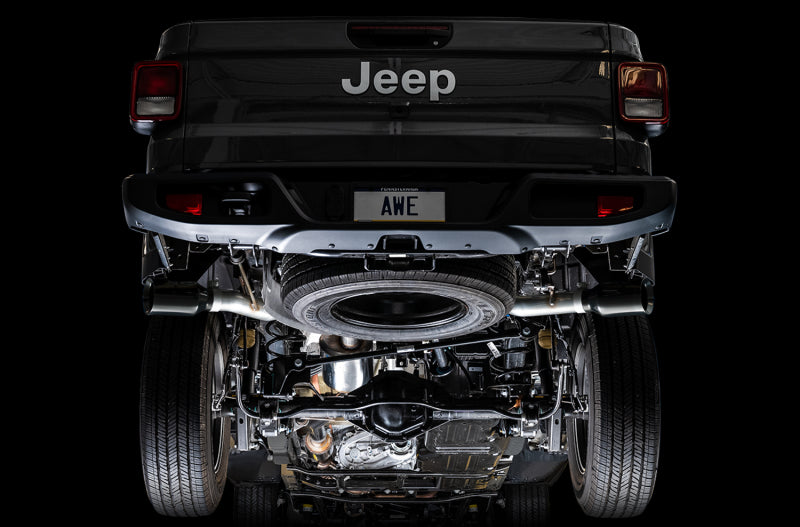 AWE Tuning 20-21 Jeep Gladiator JT 3.6L Tread Edition Cat-Back Dual Exhaust - Diamond Black Tip