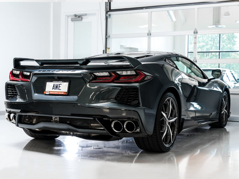 AWE Tuning 2020 Chevrolet Corvette (C8) Touring Edition Exhaust - Quad Chrome Silver Tips